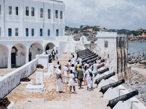 Author visiting the slave dungeons in Ghana