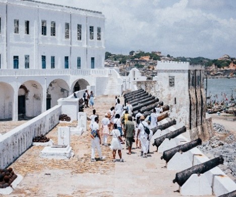 Author visiting the slave dungeons in Ghana