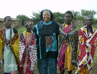 author meeting with the Masai women of Kenya