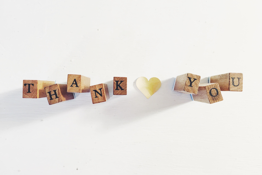 wooden toy blocks that spell out thank you